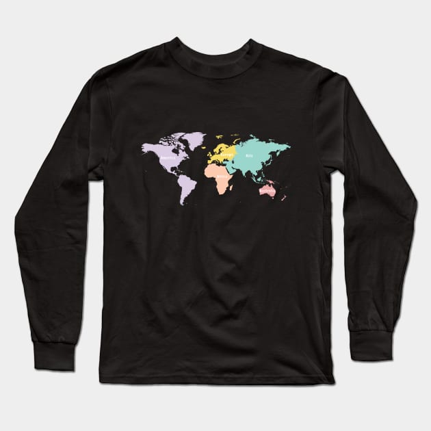 World Map Long Sleeve T-Shirt by hristartshop